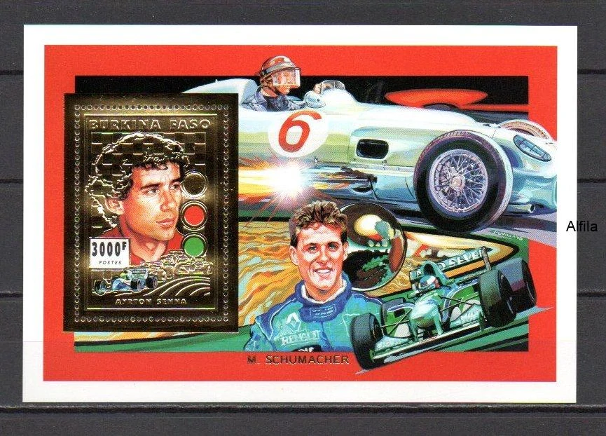 Burkina Faso známky, Ayrton Senna, Schumacher