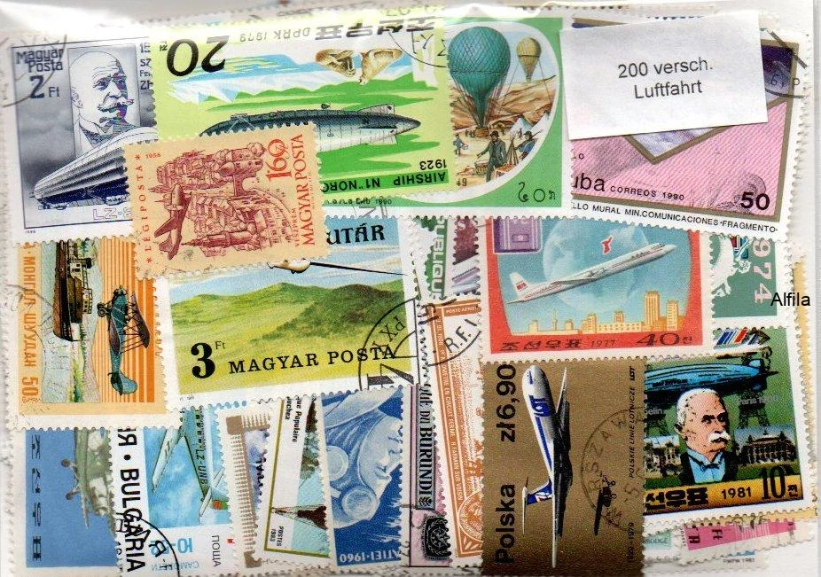 Balíček známek , Letadla, Balony - 200 ks