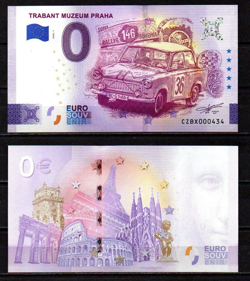 0 Euro Souvenir, ČR, 2026, TRABANT MUZEUM PRAHA