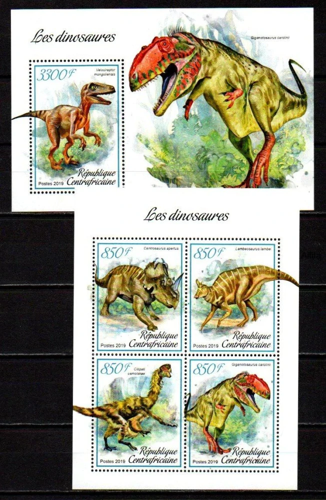 Centrální afrika známky, dino, 2019