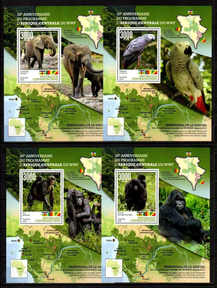 Central Afrika známky, WWF 2020