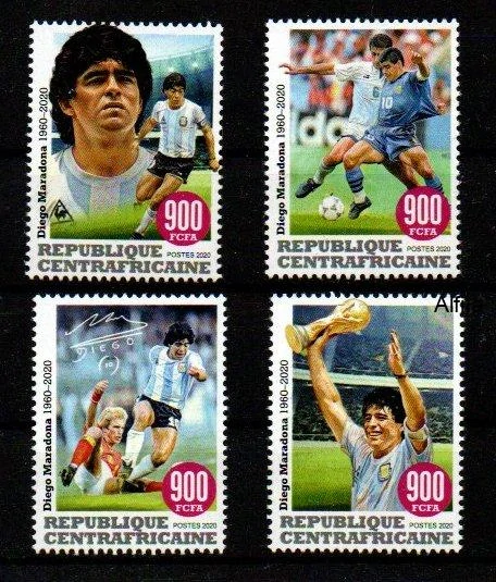 Centrální Afrika známky, 2020, Maradona