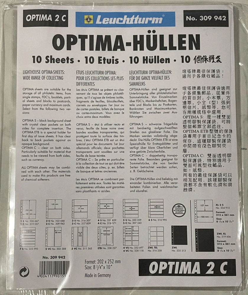 Albové listy OPTIMA 2 C, čiré
