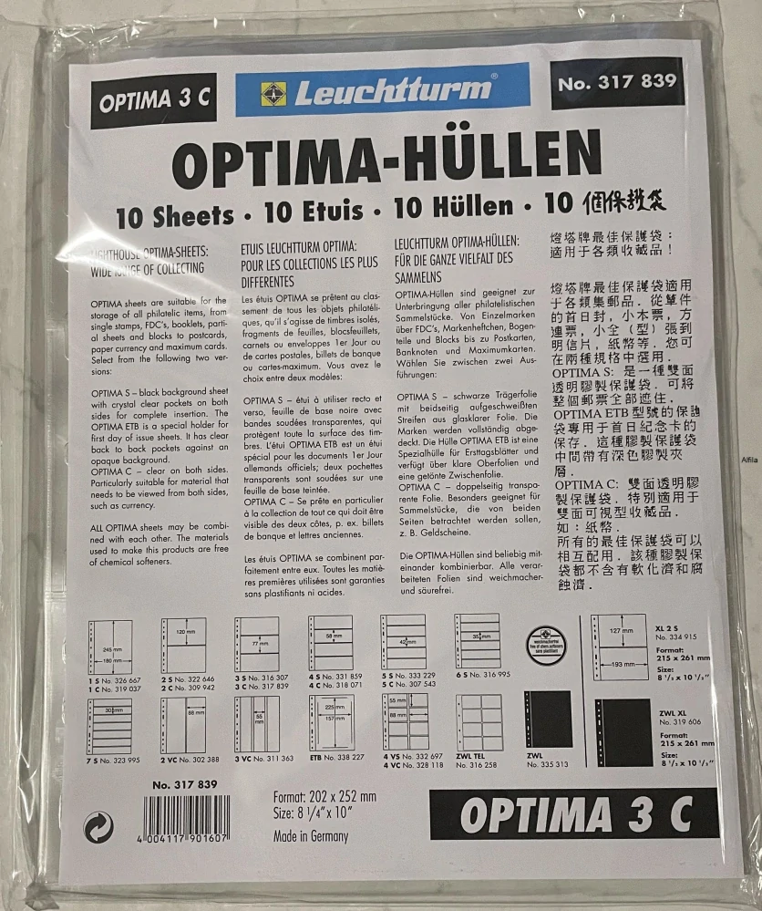 Albové listy OPTIMA 3 C, čiré