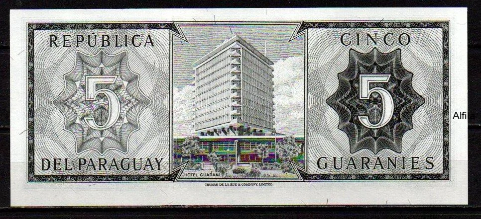 Paraguay 5 Guaranies 1952 UNC P.195b