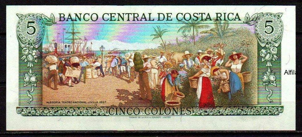 Kostarika 5 Colones 1989 UNC P.236d