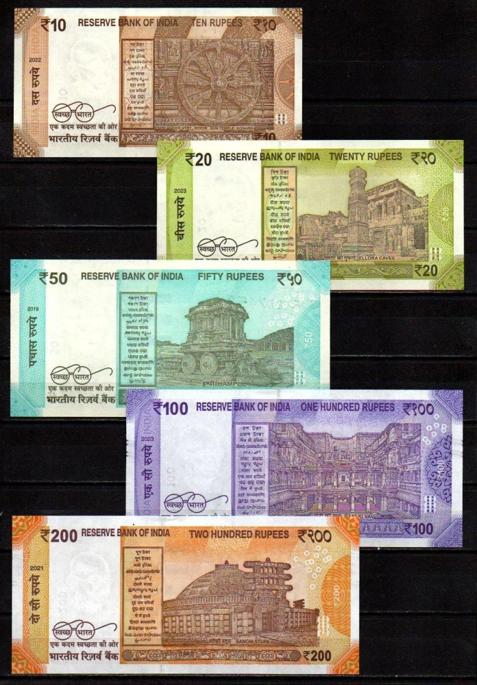 Indie set 10,20,50,100,200 Rupees 2018-2024 UNC