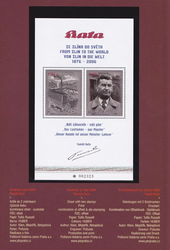 Aršík + FDC, Tomáš Baťa 2006