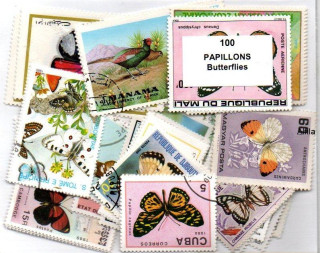 Balíček známek , Motýli - 100 ks