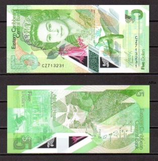 Východní Karibik 5 Dollars 2021 UNC polymer