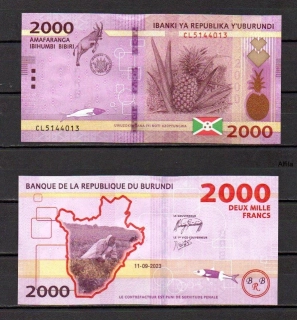 Burundi 2000 Francs 2023 UNC