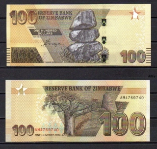 Zimbabwe 100 Dollars 2023 UNC