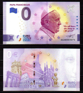 0 Euro Souvenir Argentina 2025 Papež František UNC