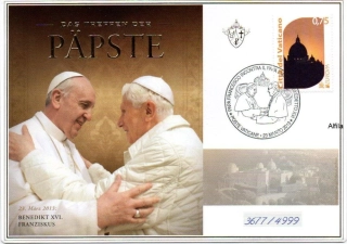 Pamětní obálka, Vatikán 2013, Papež František + Benedikt XVI