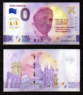 0 Euro Souvenir Itálie 2025 Papež František UNC výroční
