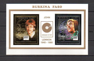 Burkina Faso známky, John Lennon 1940-1980