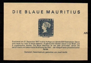Modrý Mauricius známky, Faksimile 1986