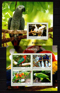 Maldives známky, papoušci, 2019