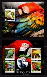 Centrální afrika známky, papoušci, 2019