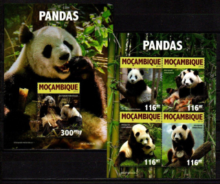 Mosambik známky, panda, 2019
