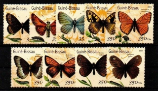 Guiné - Bissau známky, motýli, 2001
