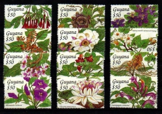 Guyana známky, květiny, bodlochlup