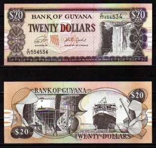 Guyana 20 Dollars 2018 UNC P.30d