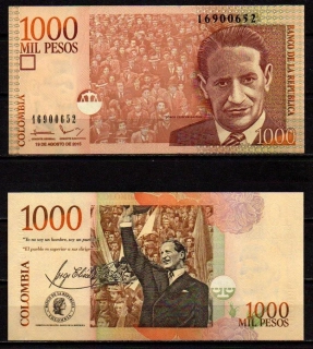 Kolumbie 1000 Pesos 2015 UNC P.456t 
