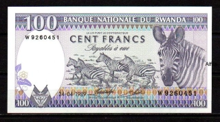 Rwanda 100 Francs 1989 UNC P.19