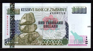 Zimbabwe 1000 Dollars 2003 UNC P.12b