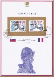 Pamětní List - Milan Rastislav Štefánik - spoločné slovensko - francúzske vydanie